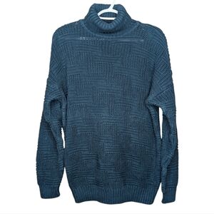 Vintage Woods & Gray Oversized Ramie Cotton Turtleneck Sweater L